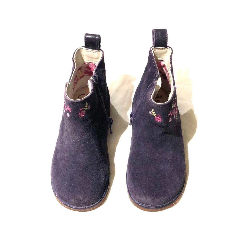 Clarks Purple suede floral zip 6.5w toddler boot